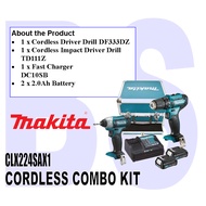 MAKITA CLX224SAX1 Cordless Combo Kit. Includes 1unit Cordless Driver Drill DF333DZ, 1unit Cordless I