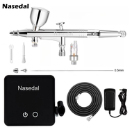 Nasedal Double Action Airbrush Kit with 36PSI Auto-Stop Air Compressor Updated Drop in Nozzle 0.3mm 