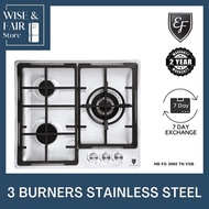 EF Stainless Steel 60cm Built-In Flush Gas Hob | The Italia HBFG3060TNVSB 3-Burner hob | PUB/LPG