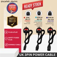 UK 3 Pin Power Cable IEC C7 Figure 8 IEC C5 Cloverleaf IEC C13 Power Cord / Kabel Kuasa UK 3 Pin