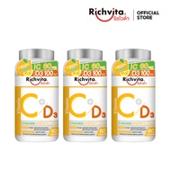 Richavita Vitamin C+D3  ริชไวต้า วิตามินซีและดี3 ขนาด 60 Caps 3 กล่อง