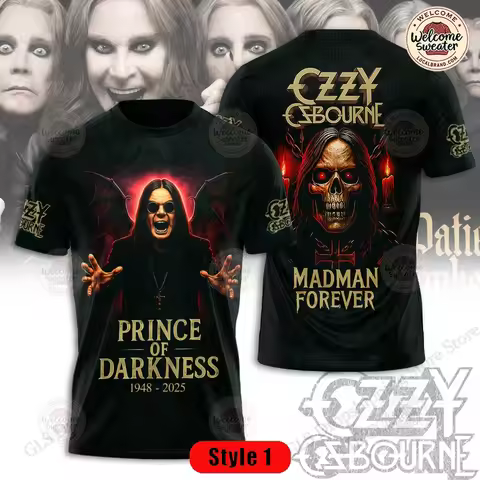2025 New Men T-shirt Vintage Rock Band Ozzy Osbourne 76 Years 3d Print Tshirt Womens Fashion Sports 