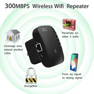 ตัวรับสัญญาณ WiFi ตัวดูดเพิ่มความแรงสัญญาณไวเลส 2.4GHz 300Mbps WiFi Repeater Wireless Router Range Extender Signal Booster WPS (สีดำ)
