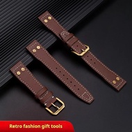 Vintage Bronze rivet Leather Watchband For IWC Big Pilot Top Gun Spitfire -20mm 21mm 22mm Brown Repl