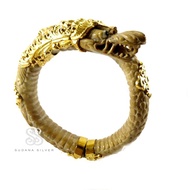 Gelang Perak Silver 925 Akar Bahar Gold Motif Naga Plated Bali