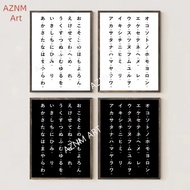 apanese Alphabet Chart Poster Modern Minimalism Art Prints Hiragana Katakana School Education Signif