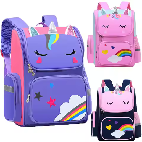 Kid Backpack for Girl Unicorn Children Bookbag Rainbow Eyes School Bag Teen Girl Backpack for Travel
