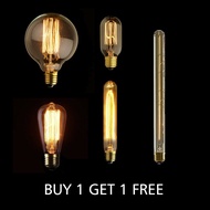 [SG Seller] [Buy 1 get 1] Retro Edison Light Bulb E27 220V 40W ST64 G95 T45 T30 Filament Incandescen