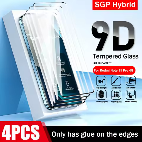 4Pcs 9D Tempered Protector Curved Glass For Xiaomi Redmi Note 15 Pro 4G Screen Protect Glass Redmy N