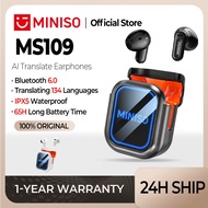 MINISO MS109 Ai Translate Earphone Smart Touch LED Screen Bluetooth 6.0 Headphones AI Translation He
