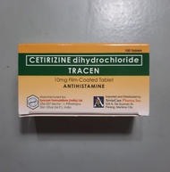 Antihistamine Tracen Cetirizine Dihydrochloride 100 Tablets - 10 mg Film-coated Tablet