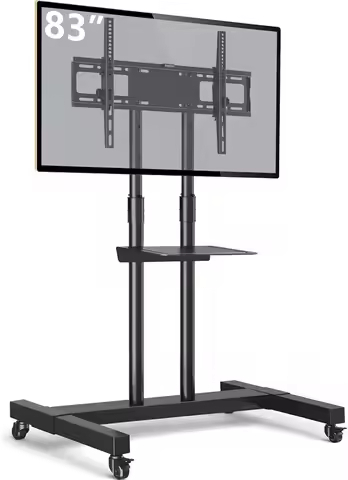 Mobile TV Stand with Adjustable Height and Locking Wheels for 32-83 Inch Screens, Supports Up to 110