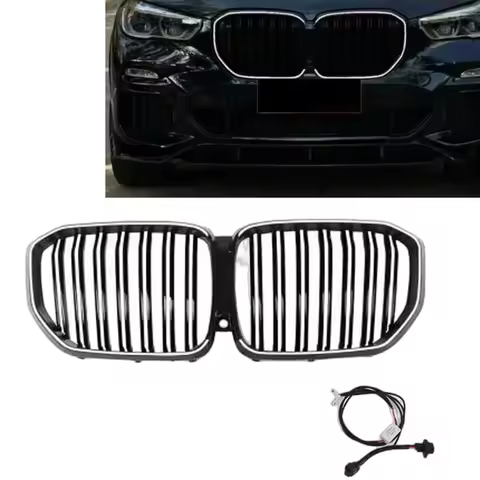 Racing Grill Front Kidney Grille With LED Light For BMW X5 G05 X5M X5 M F95 2019-2022 Black Upper Bu
