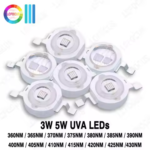 1W 3W 5W UV Purple LED Chips UVA 365nm 370nm 375nm 380nm 385nm 395nm 400nm 405nm 410nm 420nm 425nm U
