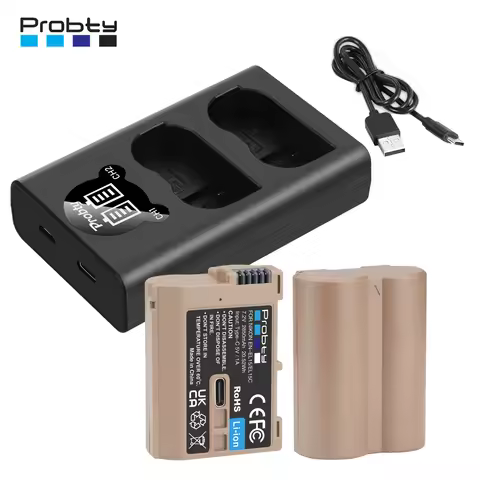EN-EL15C EL15C EN EL15 Replace Battery with 2 Channel Charger for Nikon EN-EL15A，D780, D850, D7500，Z