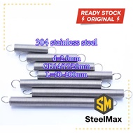 304 stainless steel Tension spring/spring d=2.0mm,OD14/17/20mm,L=50~200mm tension springs with hooks