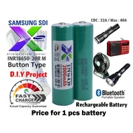 Top Button Samsung 18650 20R Battery 2000mAh 22A Positive Cap Original Rechargeable Touch Light High Drain Power