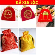 Velvet bag with the word Phuc Loc with drawstring 7 x 9 for Coins, Jewelry, Feng Shui Items