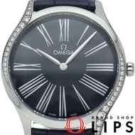 歐米茄碟飛系列 Tresor 石英錶 36 mm 鑲鑽錶圈 428.18.36.60.03.001 盒裝，保固卡，不鏽鋼/皮革錶帶，男士腕錶，藍色，拋光，成色極佳 [二手]