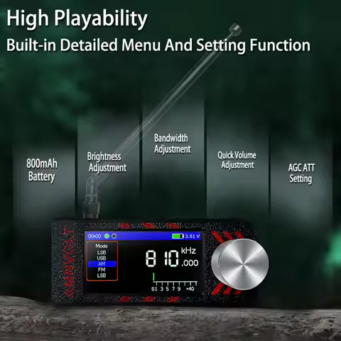 SI4732 0.5-108mhz LSB USB AM FM FM/AM Radio 1.9inch IPS Screen Mini Pocket Radio W/ Antenna All Band