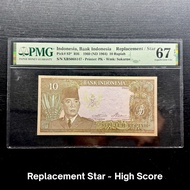 UANG KUNO 10 RUPIAH SUKARNO TH 1960 PMG 67 EPQ ~ REPLACEMENT HIGH SKOR