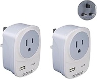 US to UK Ireland Travel Plug Adapter, Type G Power Adapter with 2 USB, International Plug Adapter, T