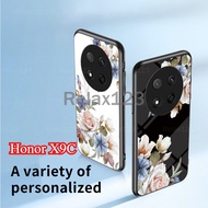 For Huawei Honor X9C 5G HonorX9C 5G HonorX9C HonorX 9C 5G Casing 2024 flower Paint Glass Phone Case 