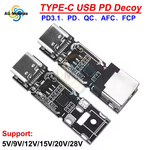 140W 5A Type C to DC QC PD Fast Charging Pickup Board Decoy 28V 20V 15V 12V 9V 5V Voltage Triggers S