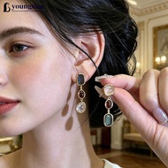 YOUNGSTAR Asymmetric Vintage Colorful Gem Natural Stone Geometric Dangle Earrings Korean Personality