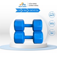 Set of 2 Reefit 7kg blue octagonal plastic dumbbells without unstuffed (2 shells)