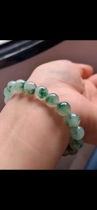 冰種翡翠天然翡翠 A玉 玉珠 玉鏈手鏈 • 冰種飄花翡翠手串