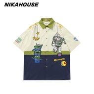 เสื้อสตรีแขนสั้นหลวม ลายปักบล็อกสีการ์ตูน Toy Story