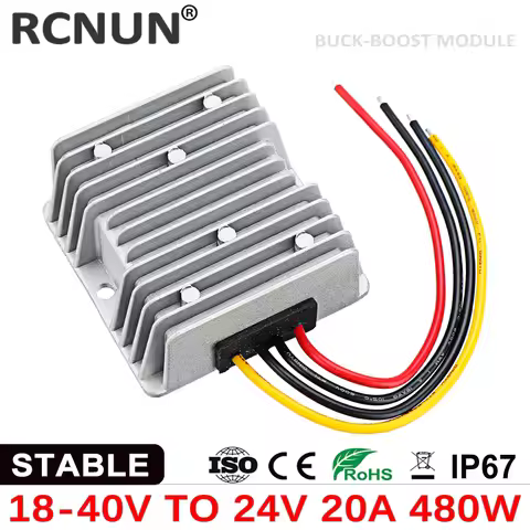 RCNUN 18-40V 36V 24V to 24V 20A Voltage Stabilizer Regulator 24 Volt DC to DC Boost Buck Converter P