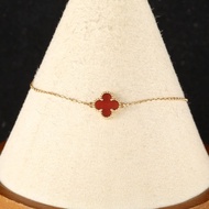 VAN CLEEF&ARPELS(梵克雅寶) Sweet Alhambra 小號單花手鏈 老扣 18K玫瑰金/紅玉髓 S-M碼 玫瑰金