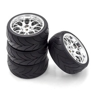 [mcfsnzwtxz1bw] 4 Pieces RC Rubber Car Buggy Tire Tires Wheel Rims 12mm User for HSP for