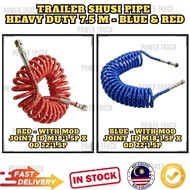 TRAILER SUSI HOSE HEAVY DUTY 7.5 M - BLUE & RED WITH MOD - JOINT ID M18*1.5P X OD 22*1.5P
