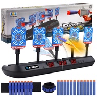 5-Bit Auto-Reset Electric Scoring Target Toy with 2PCS Wristbands 20PCS Refill Darts Light Sound Effect for Nerf Shooting Game