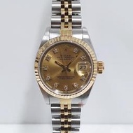 ROLEX 勞力士 69173 Datejust 蠔式女錶 金色十鑽面盤 錶徑26mm 自動上鍊 大眾當舖A1010