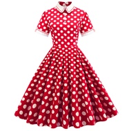 50's Hepburn Style Dress Court Polka Dot Retro Dress
