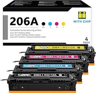 206A Toner Cartridge Set(4 Pack,BK/C/M/Y): Compatible Replacement for HP 206A 206X Toner Cartridge f