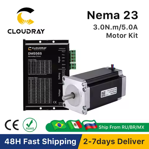 Cloudray Nema 23 Open Loop Stepper Motor Kit 2 Phase 3N.m 5.0A 23CS30C-500+DM556S for 3D printer CNC