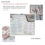yosunrui5j] Acrylic 3D Angel Wings Stiers for Car Interior Sparkly Rhinestone Crystal Decals for Gif