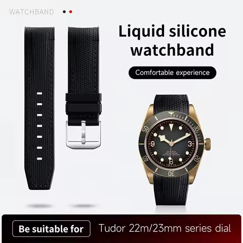 Soft Rubber Silione Watchband 23mm For Tudor Strap Black Bay Bronze Pelagos Series Accessories Wrist