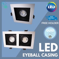 Single Double LED Eyeball Casing Downlight Spotlight Fixture GU10 Bulb Square Plaster Recessed Ceiling