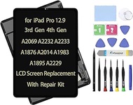 12.9" LCD Screen Replacement Compatible with iPad Pro 12.9 3rd Gen A1876 A2014 A1983 A1895 4th Gen A2069 A2232 A2233 A2229 Display LCD Assembly and Glass + Touch Digitizer + Repair Kit