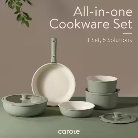 Non-stick cookware set Removable handle, 15-piece induction kitchen cookware set, RV cookware set