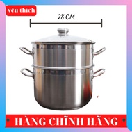 Fivestar 28 cm stainless steel steamer pot set with glass lid [Good for health]