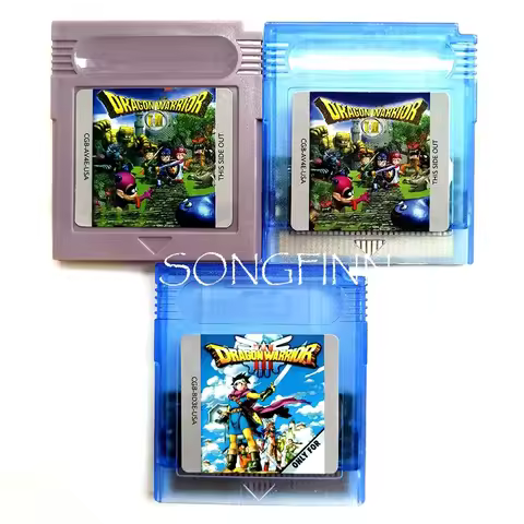 Dragon Warrior 1 + 2 3 Memory Cartridge for 16 Bit Handheld Video Game Console Card Accessories
