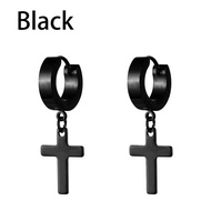 Anting Tindik Model Salib Titanium Punk Fashion Earrings Anting Pria Wanita Anti Karat