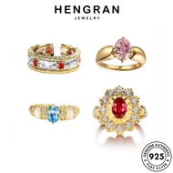 HENGRAHN JEWELRY Ruby Sapphire Perempuan Ring Citrine Women Fashion Adjustable Cincin Silver 925 Original Emerald Gold M113